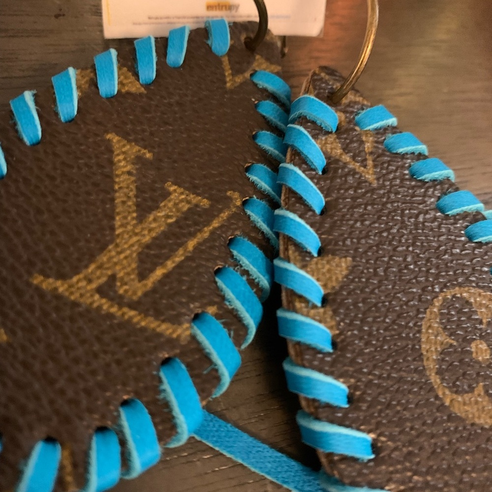 NEW Leather Upcycled Earrings with Turquoise leather
3”x1.5”